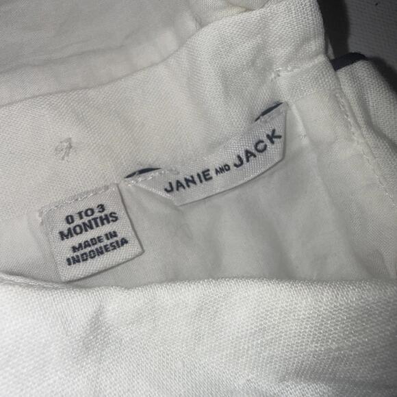 Janie & Jack 0-3 Month Basic White Embroidered Minimalist Linen Romper One Piece - Picture 12 of 12